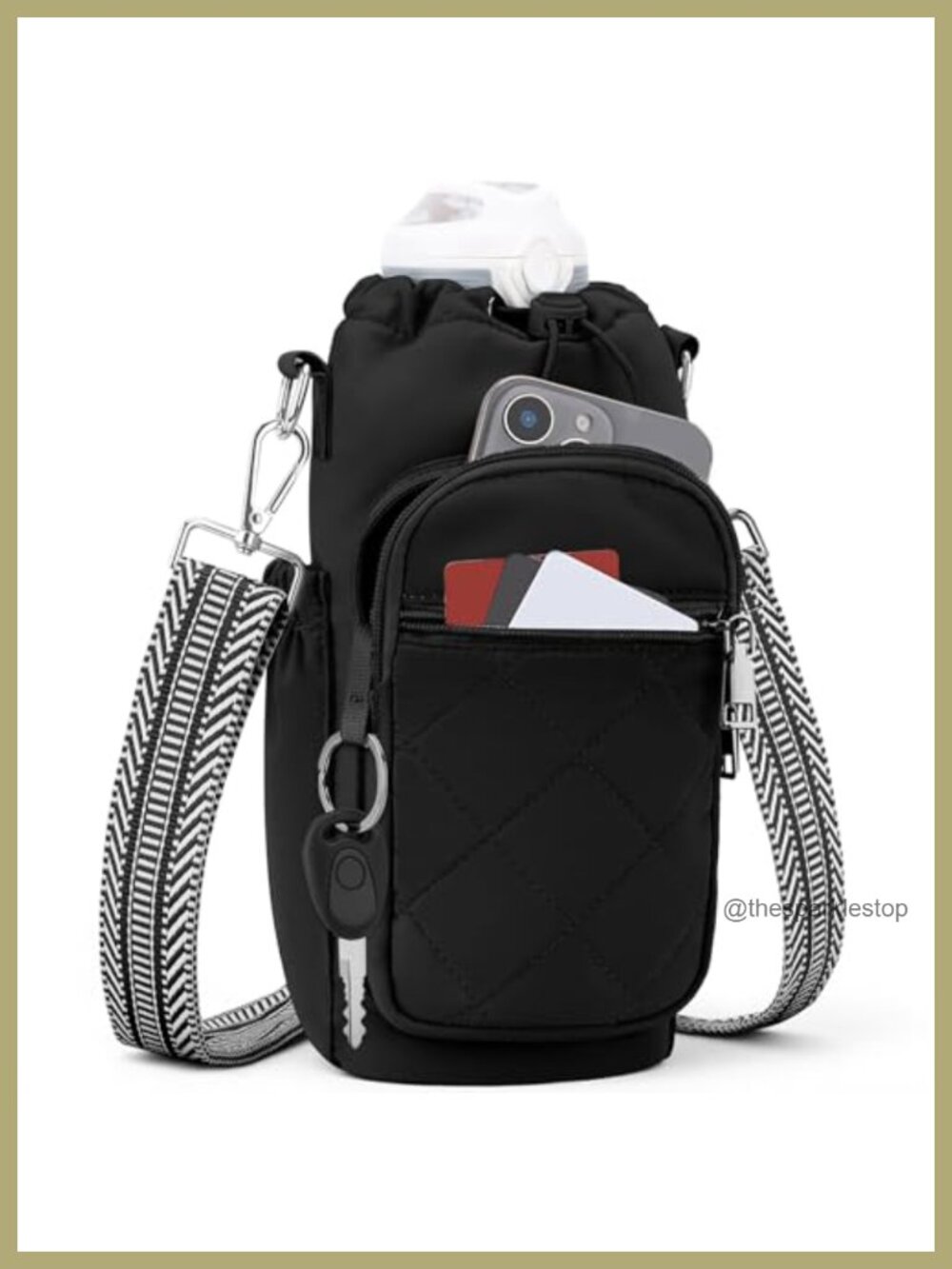 Insulated Crossbody Water Bottle Bag Sling Purse with Strap